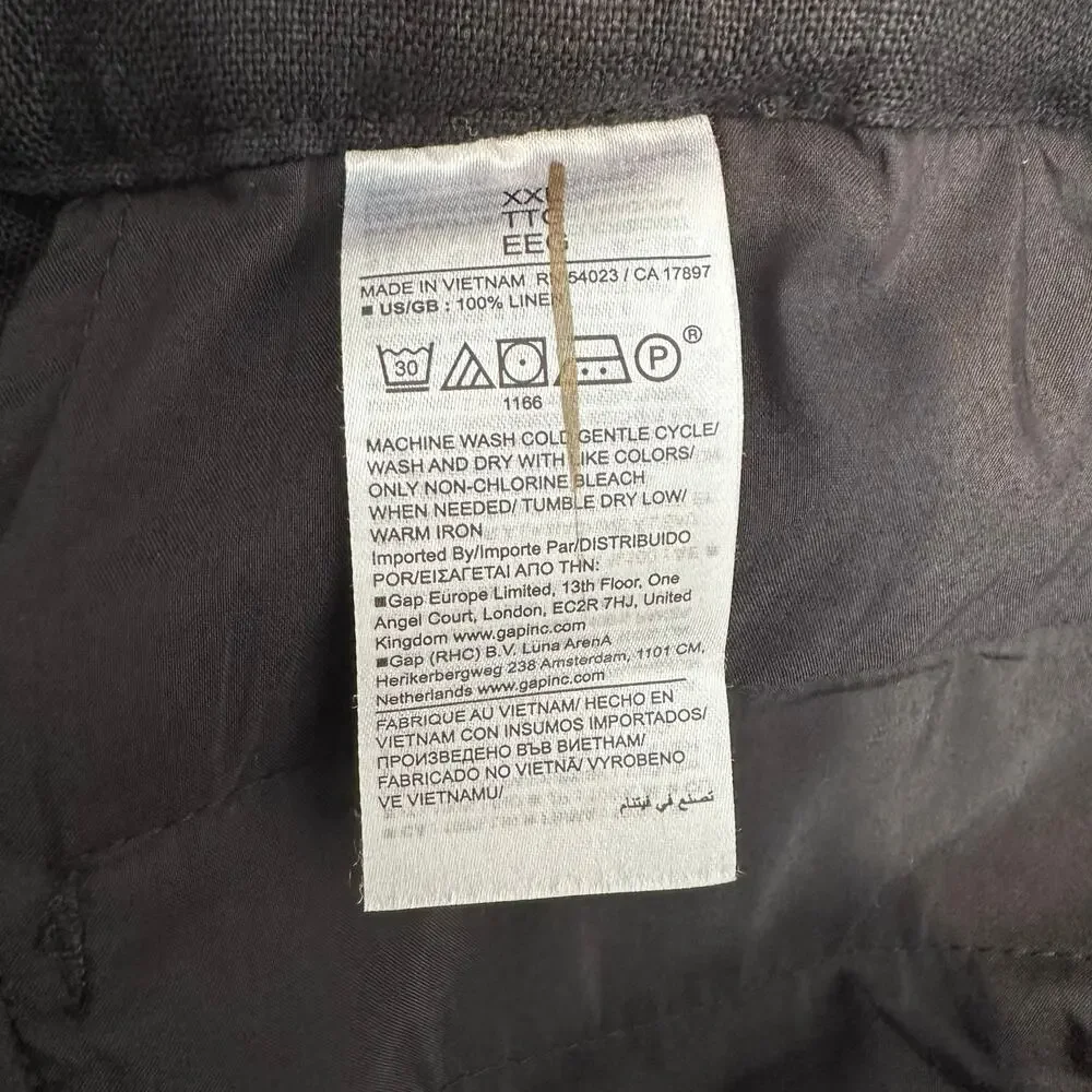 Banana Republic The Everyday Wide Leg Linen Pant Black XXL 713516